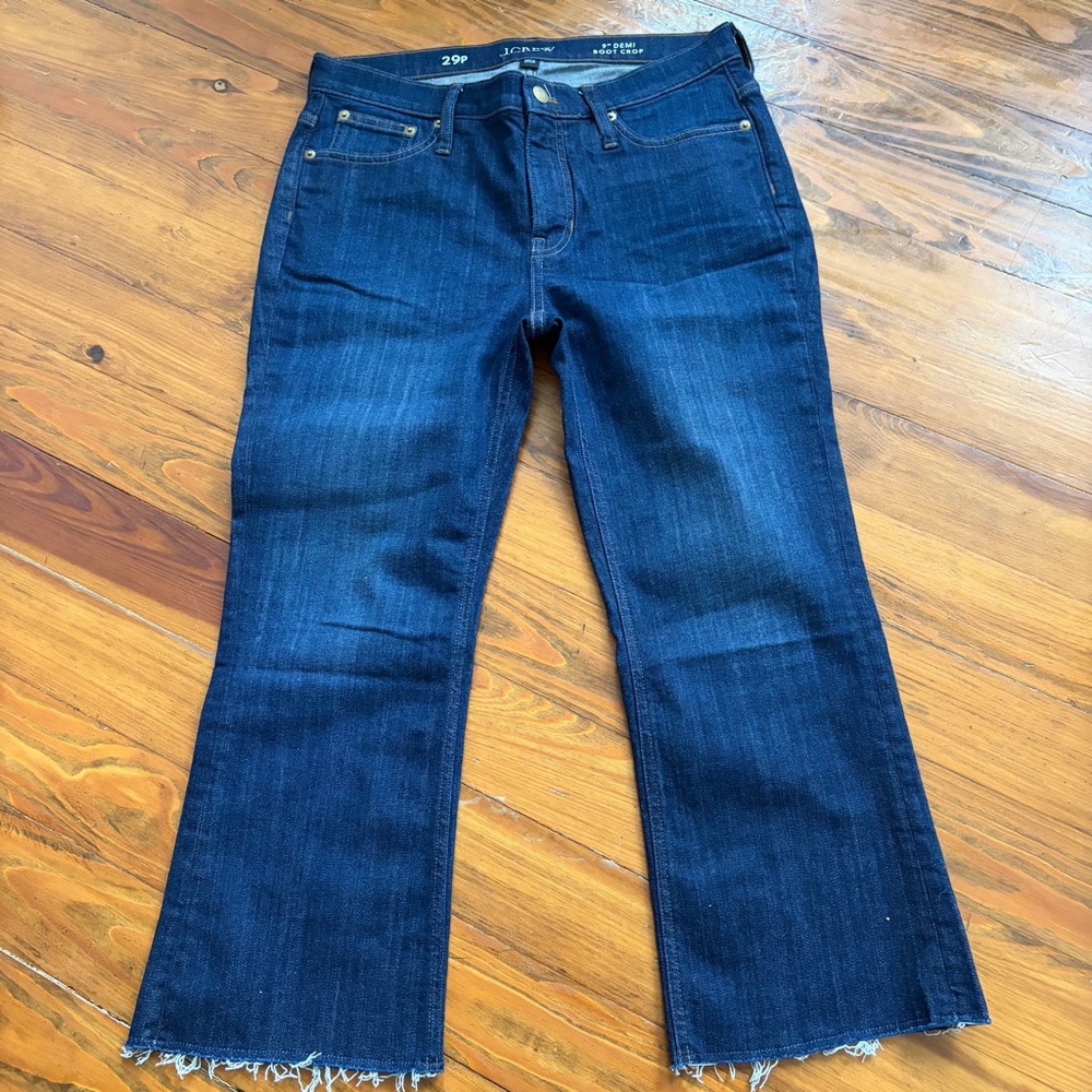 JCrew‎ Women’s 9” Demo Boot Cut Denim Jeans Frayed Hem size
29P